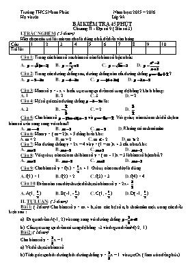 Bài kiểm tra 45 phút chương II - Đại số 9 ( bài số 3)